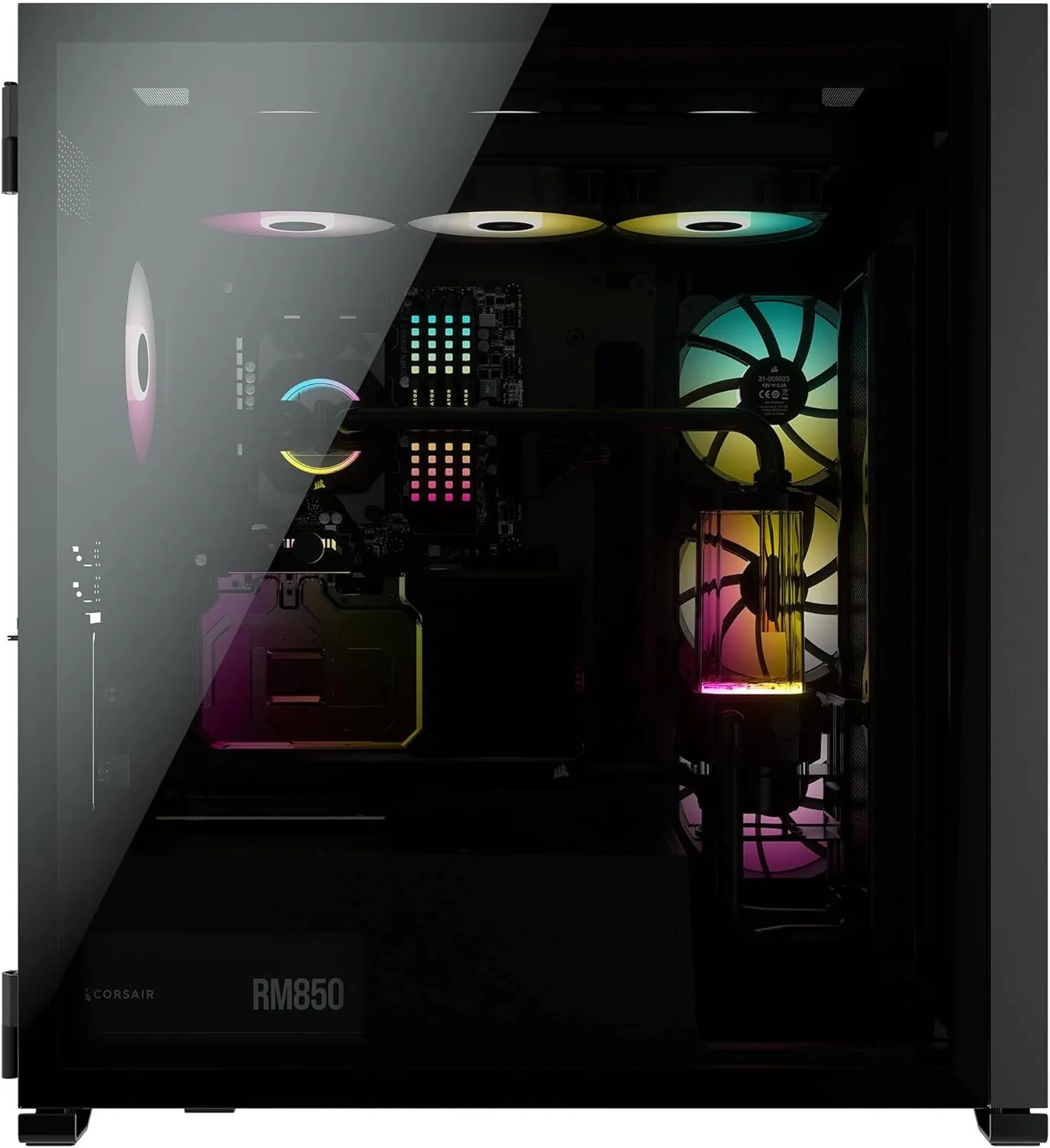 CORSAIR iCUE 7000X RGB Full-Tower ATX PC Case – Three Tempered Glass Panels – Spacious Interior – Easy Cable Management – 4x CORSAIR SP140 RGB ELITE Fans Included – Black
