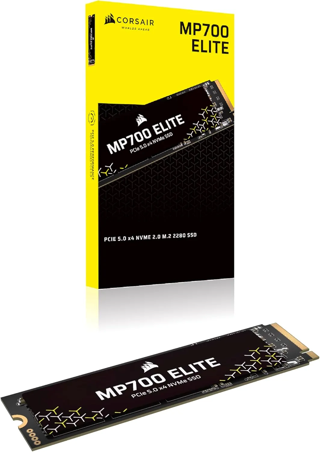Corsair MP700 Elite 1TB PCIe 5.0 x4 NVMe M.2 SSD – Up to 10,000MB/sec – High-Density 3D TLC NAND – M.2 2280 - DirectStorage Compatible – Black