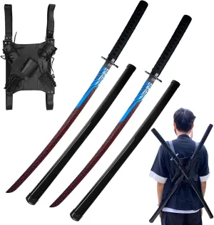 Cosplay Polypropylene Prop Sword Set (2 Swords and Shoulder Strap) Resilient Kanata Style Training Sword
