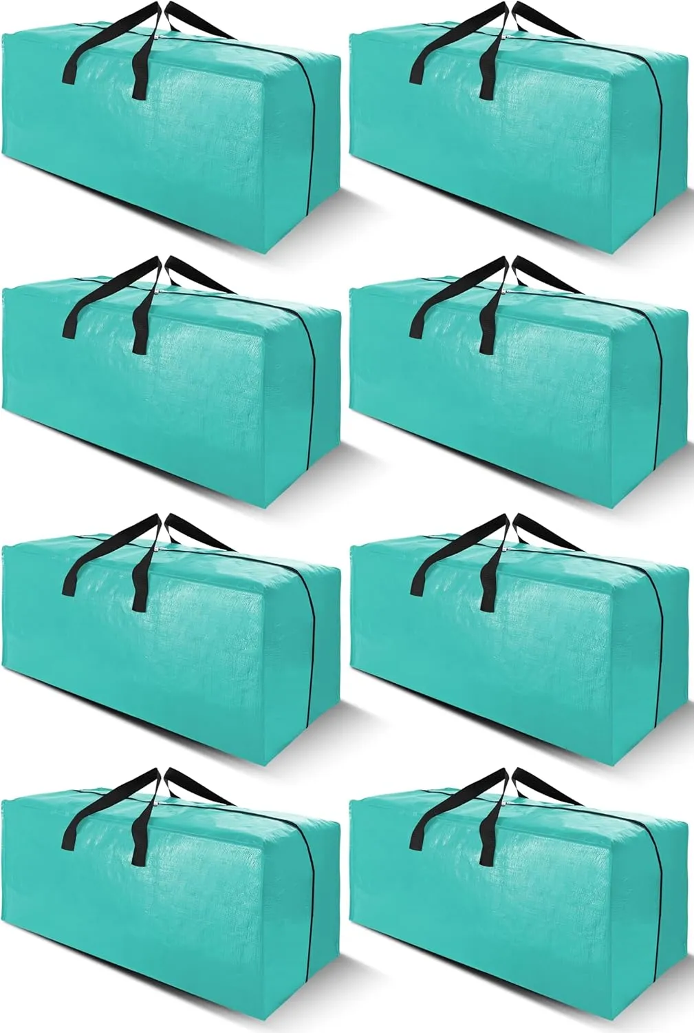 Cosy Family 8 Pack Heavy Duty Extra Large Moving Bags with Backpack Straps - Strong Handles & Zippers, Storage Totes For Space Saving, Fold Flat, Alternative to Moving Box, Aquamarine