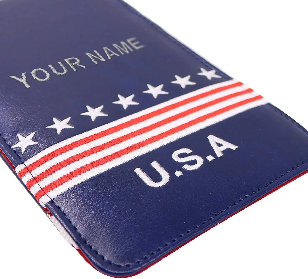 Craftsman Golf US Flag Style Clover Star Custom Golf Scorecard and Yardage Book Case Holder Name Engraved Embroidered