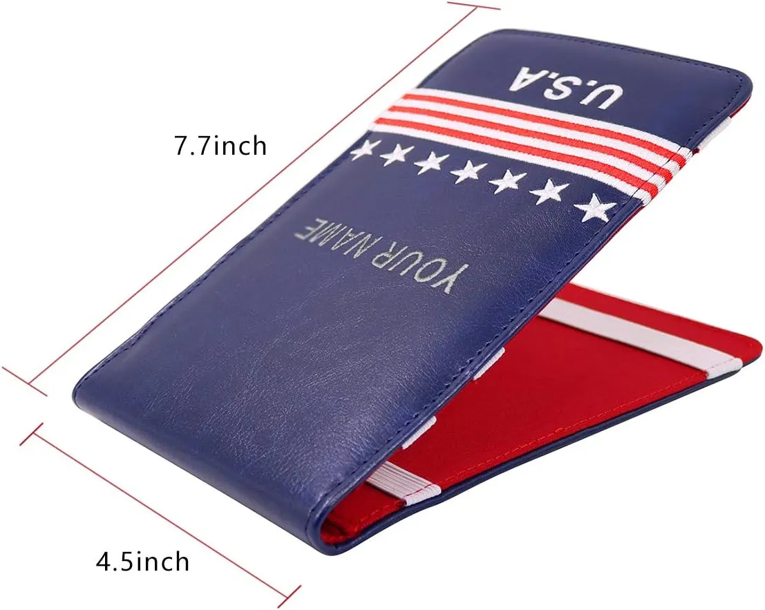 Craftsman Golf US Flag Style Clover Star Custom Golf Scorecard and Yardage Book Case Holder Name Engraved Embroidered