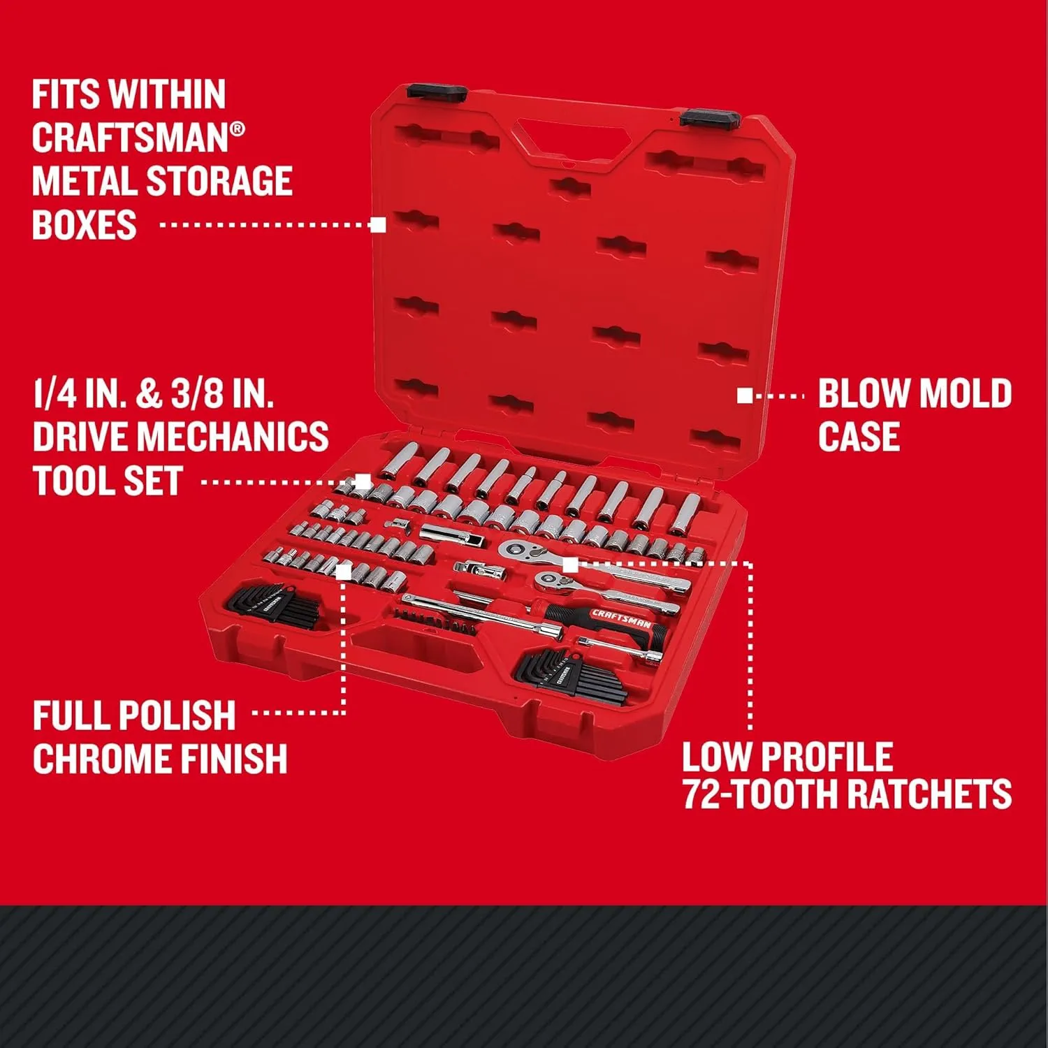 CRAFTSMAN Mechanics Tool Set, 83 Piece Hand Tool and Socket Set SAE/Metric (CMMT12121)