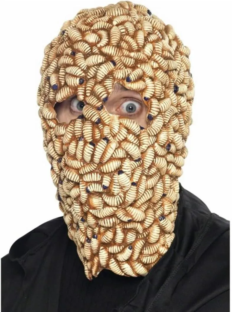 Creepy Scary Mask Maggot Pupae Gathering Mask Novelty Animal Head Mask Cosplay Halloween Costume Party Prop