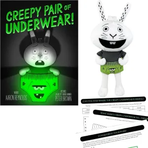 Creepy Tales! Gift Set Includes Creepy Pair of Underwear! Hardcover by Aaron Reynolds, Peter Brown, Jasper Rabbit 14” Plush, and Activity Pages