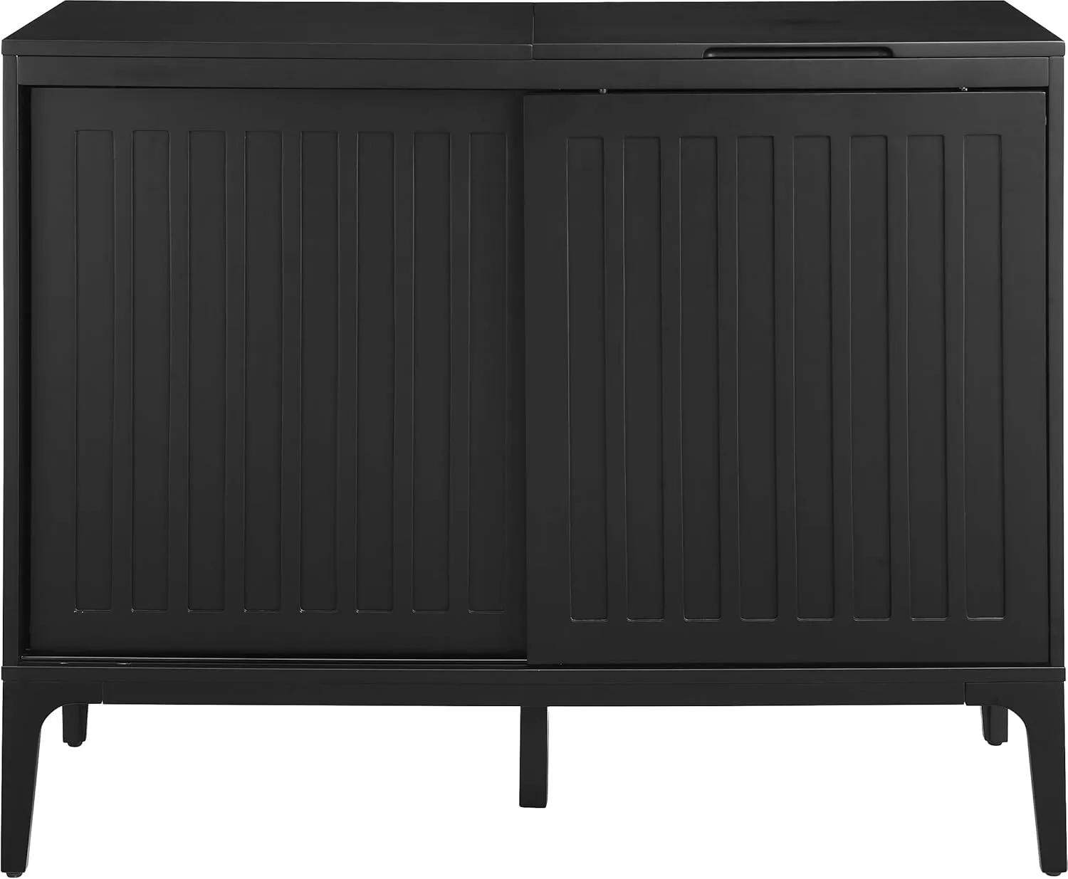 Crosley Furniture Asher Media Console and Record Player Stand with Storage for Vinyl Records, Matte Black