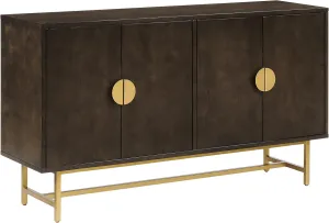 Crosley Furniture Blair Mid-Century Modern Sideboard Buffet Cabinet with Storage, Living Room Credenza, Dark Brown/Gold