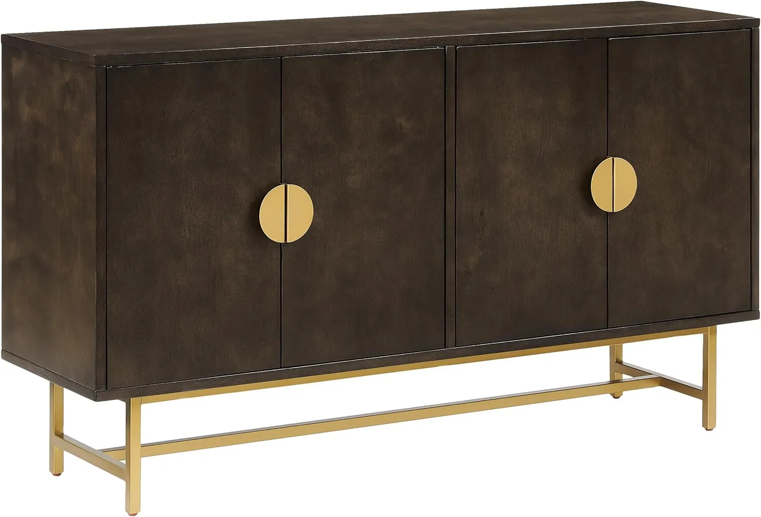Crosley Furniture Blair Mid-Century Modern Sideboard Buffet Cabinet with Storage, Living Room Credenza, Dark Brown/Gold