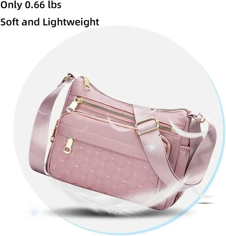 Crossbody Bag for Women Multiple Pockets Shoulder bag Hobo Waterproof Shoulder Purse Nylon Lightweight Messenger Bag