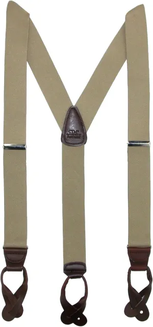 CTM® Men's Elastic Button End Dress Suspenders with Silver Hardware