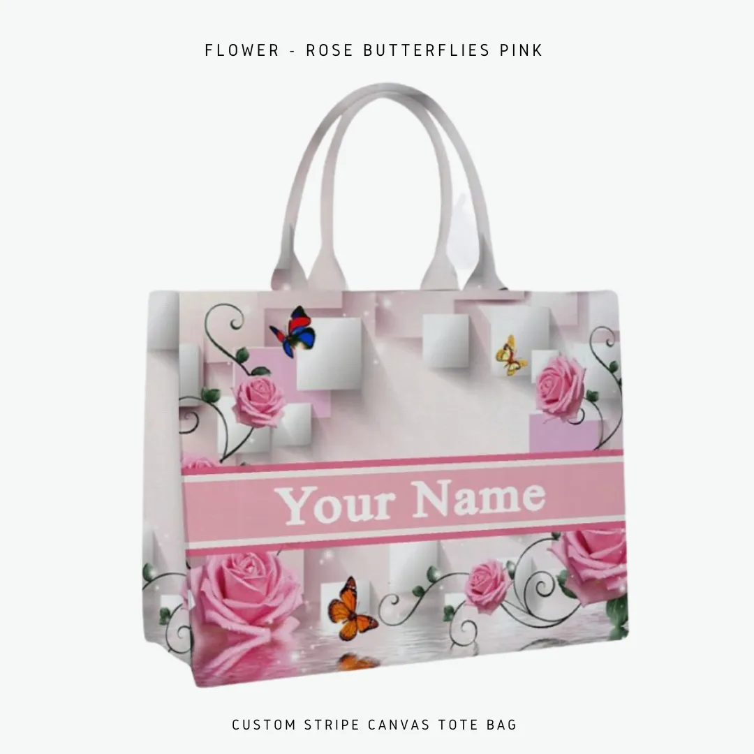 Custom Stripe Canvas Tote Bag
