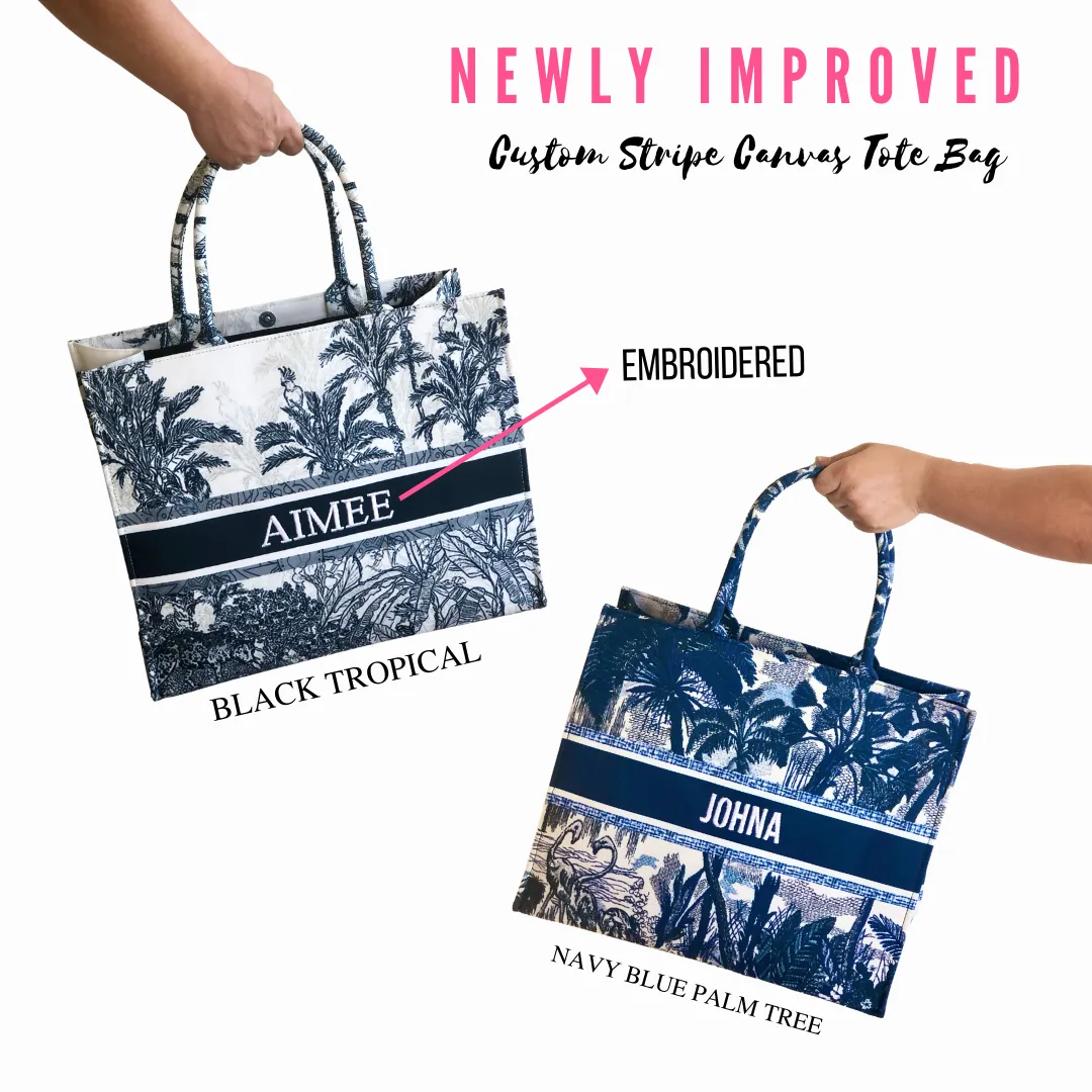 Custom Stripe Canvas Tote Bag