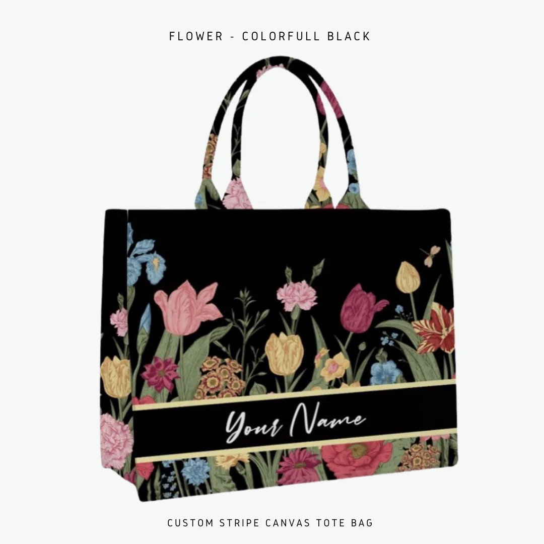 Custom Stripe Canvas Tote Bag