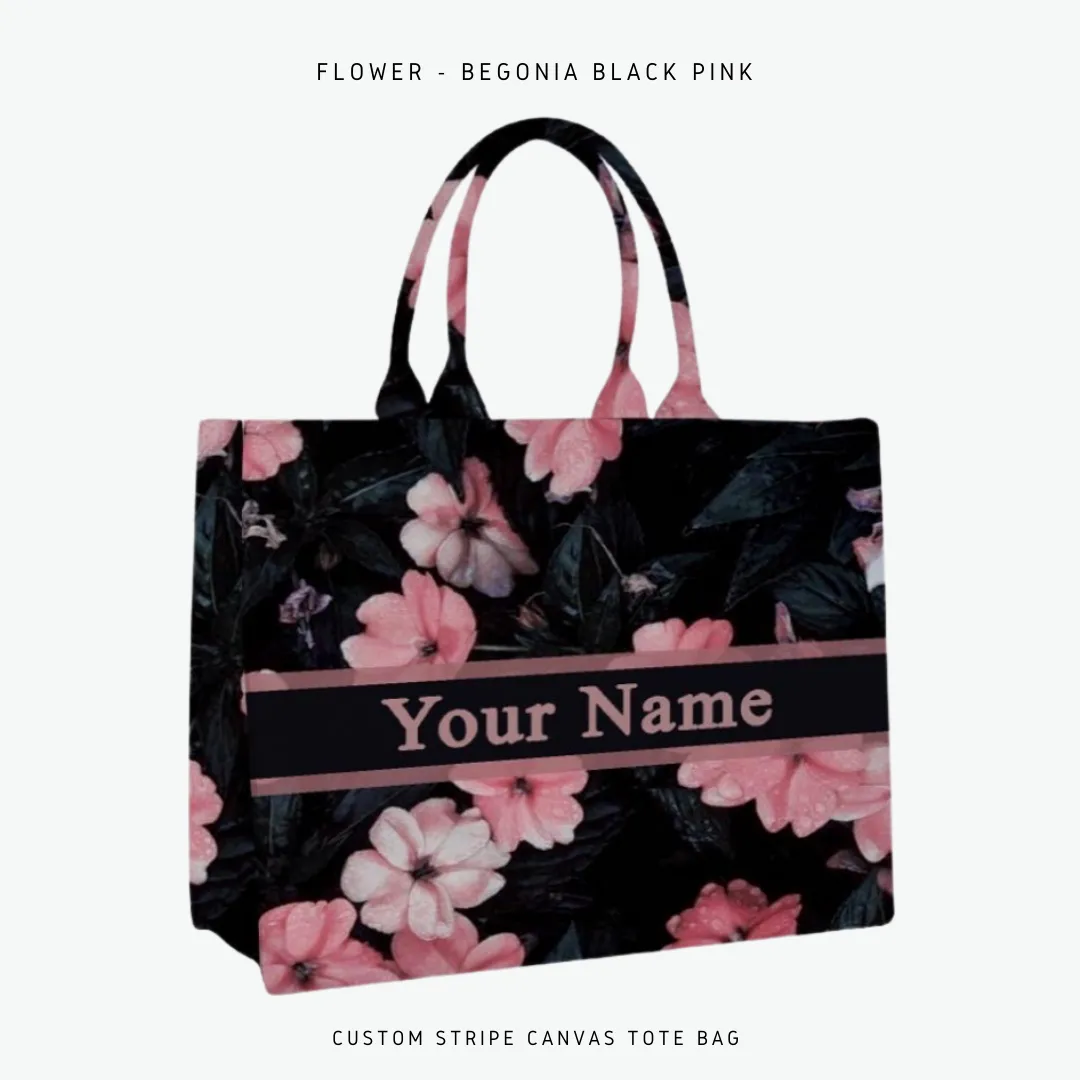 Custom Stripe Canvas Tote Bag
