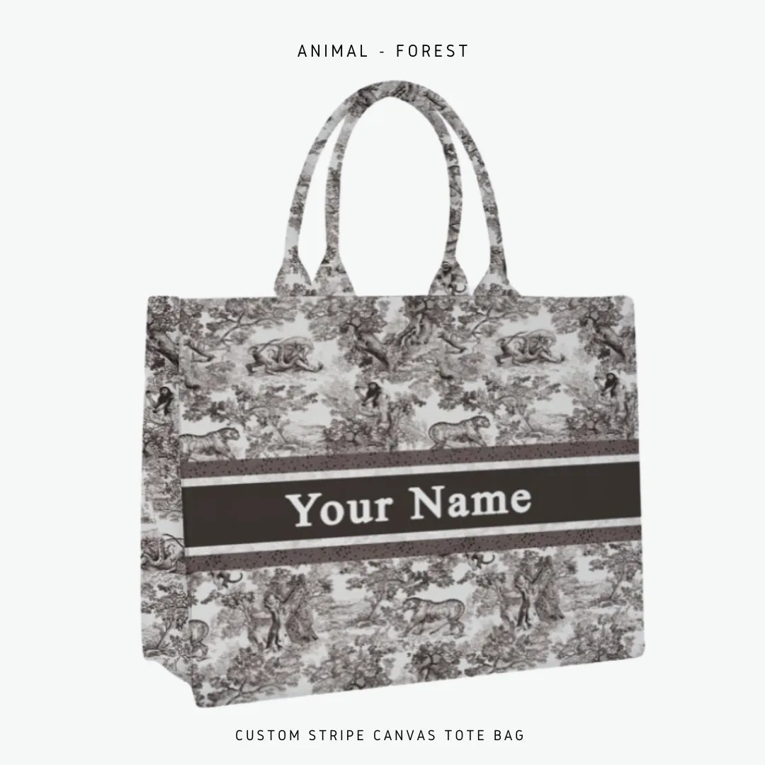 Custom Stripe Canvas Tote Bag
