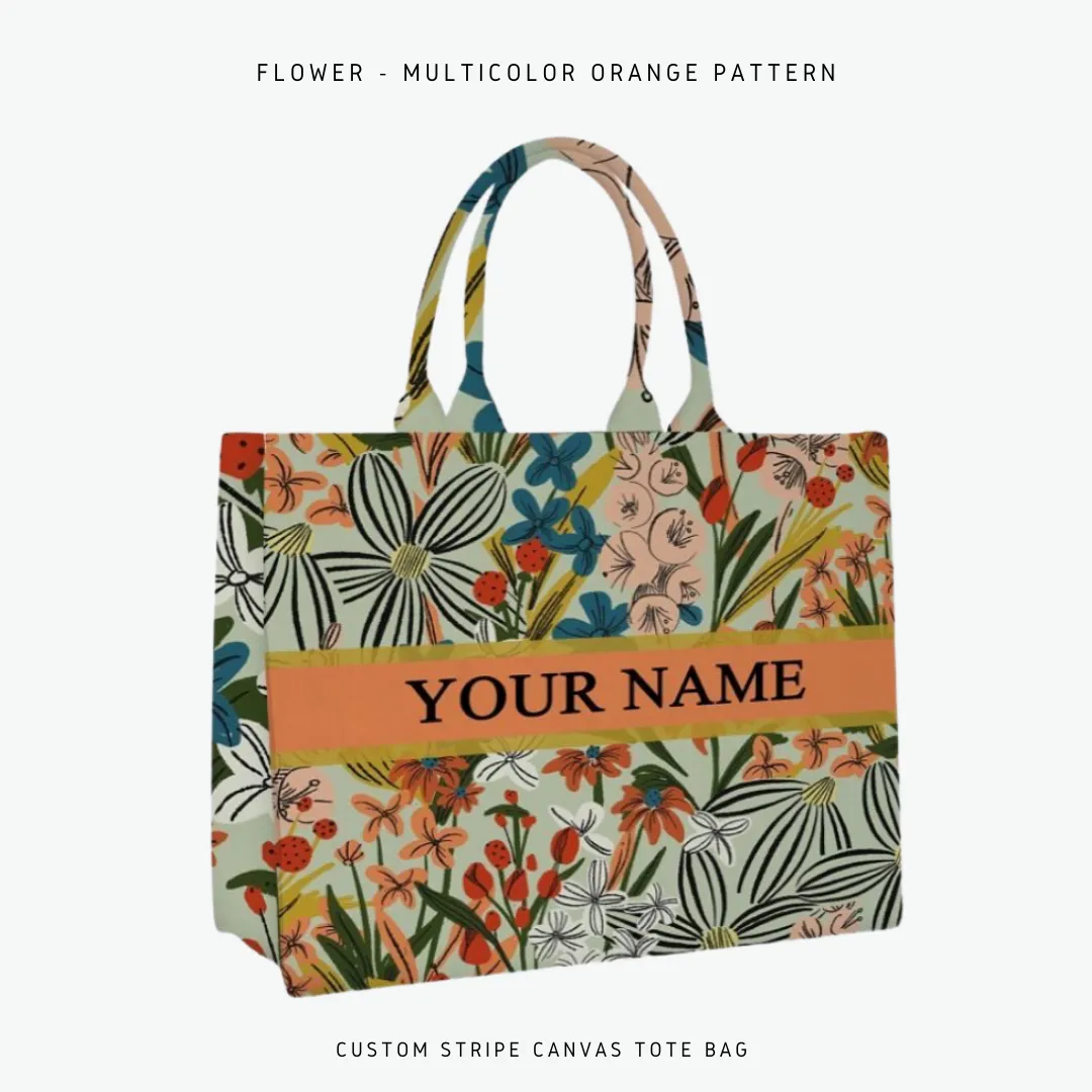 Custom Stripe Canvas Tote Bag