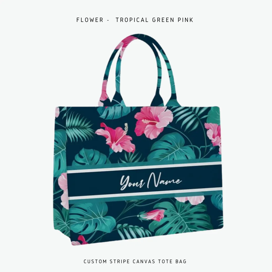 Custom Stripe Canvas Tote Bag