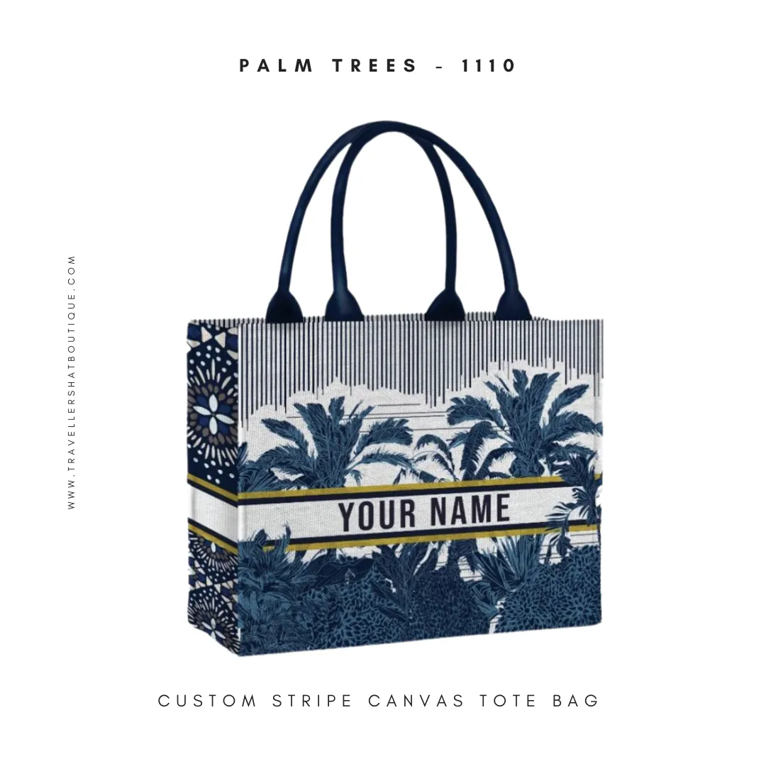 Custom Stripe Canvas Tote Bag