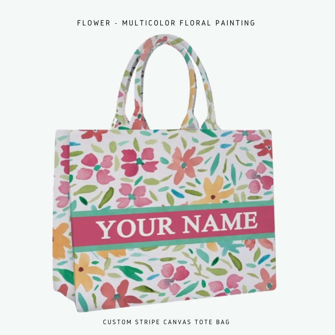 Custom Stripe Canvas Tote Bag