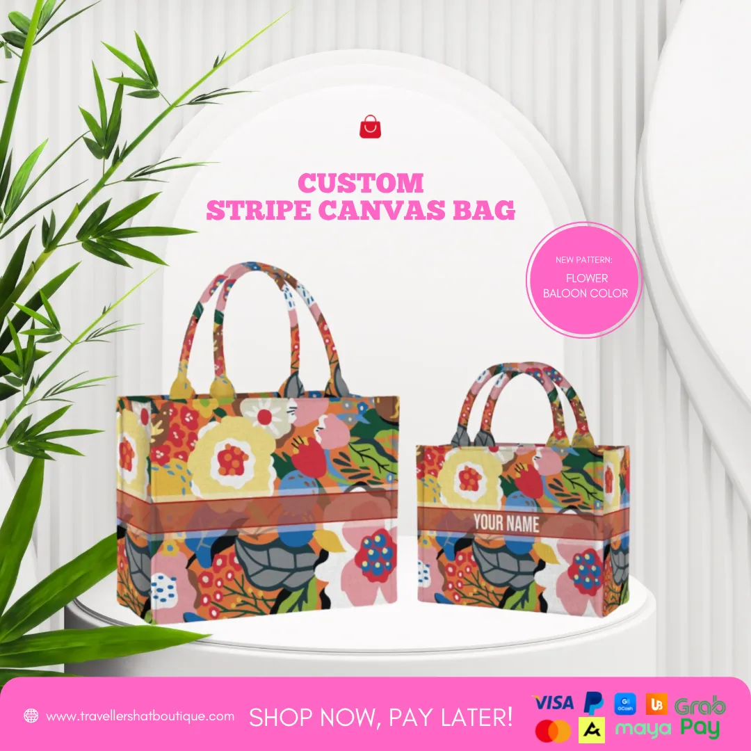 Custom Stripe Canvas Tote Bag