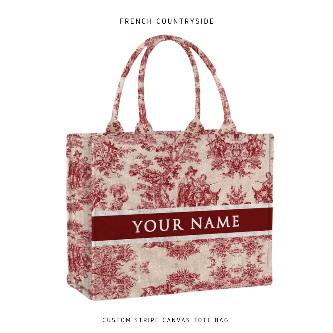 Custom Stripe Canvas Tote Bag