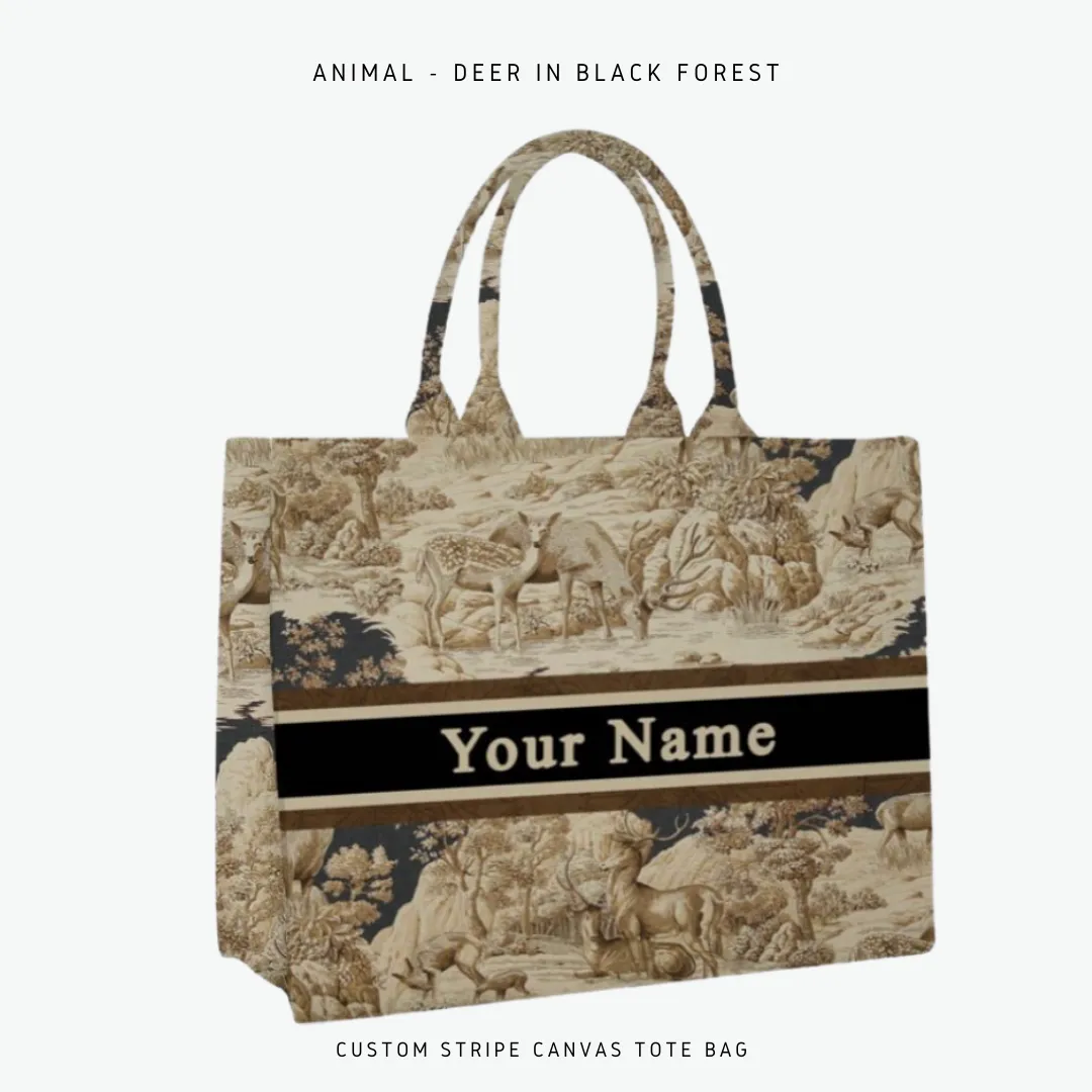 Custom Stripe Canvas Tote Bag