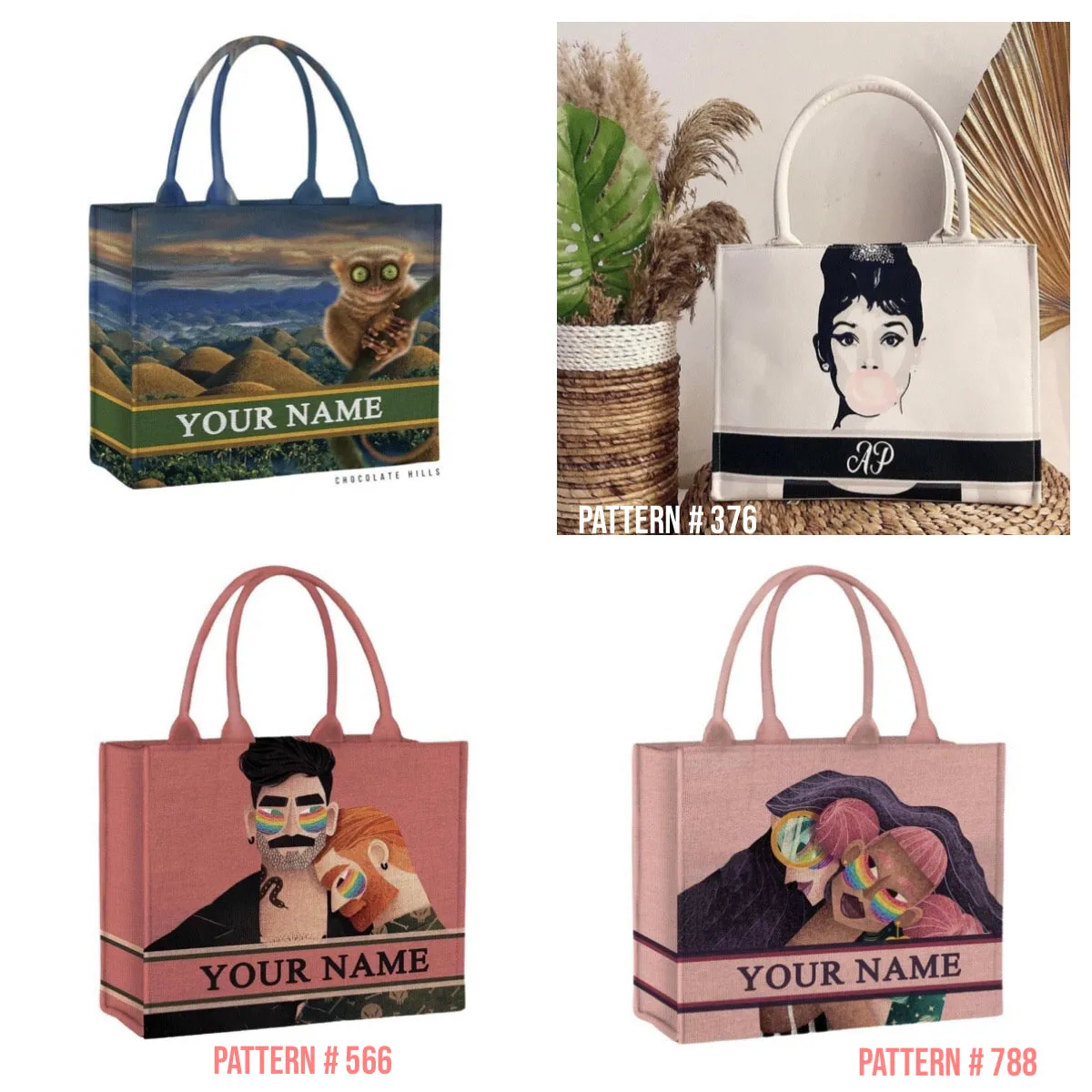 Custom Stripe Canvas Tote Bag