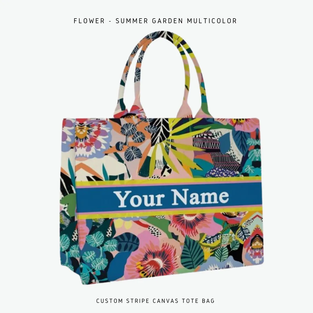 Custom Stripe Canvas Tote Bag