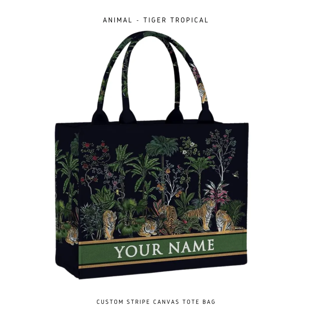 Custom Stripe Canvas Tote Bag