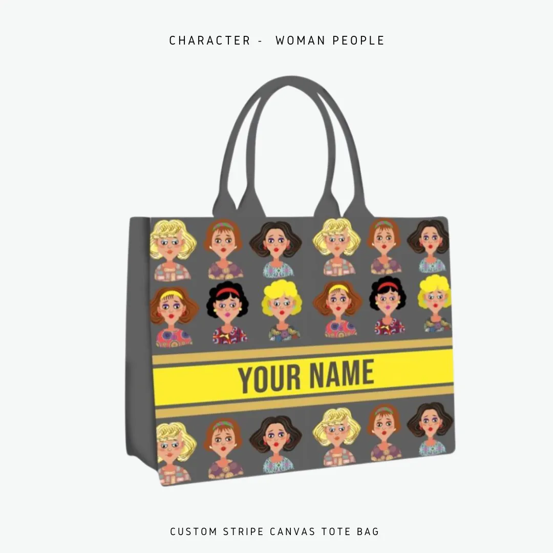 Custom Stripe Canvas Tote Bag