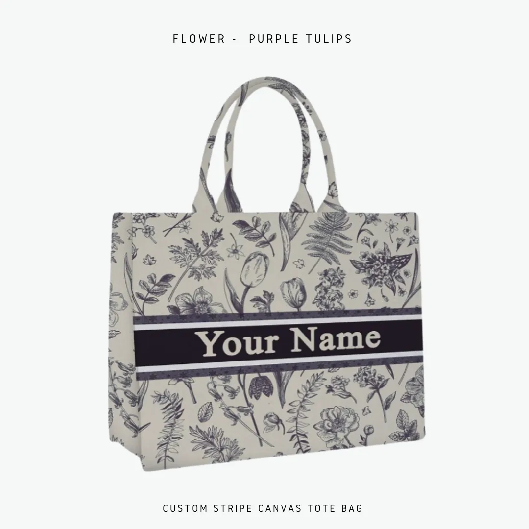 Custom Stripe Canvas Tote Bag
