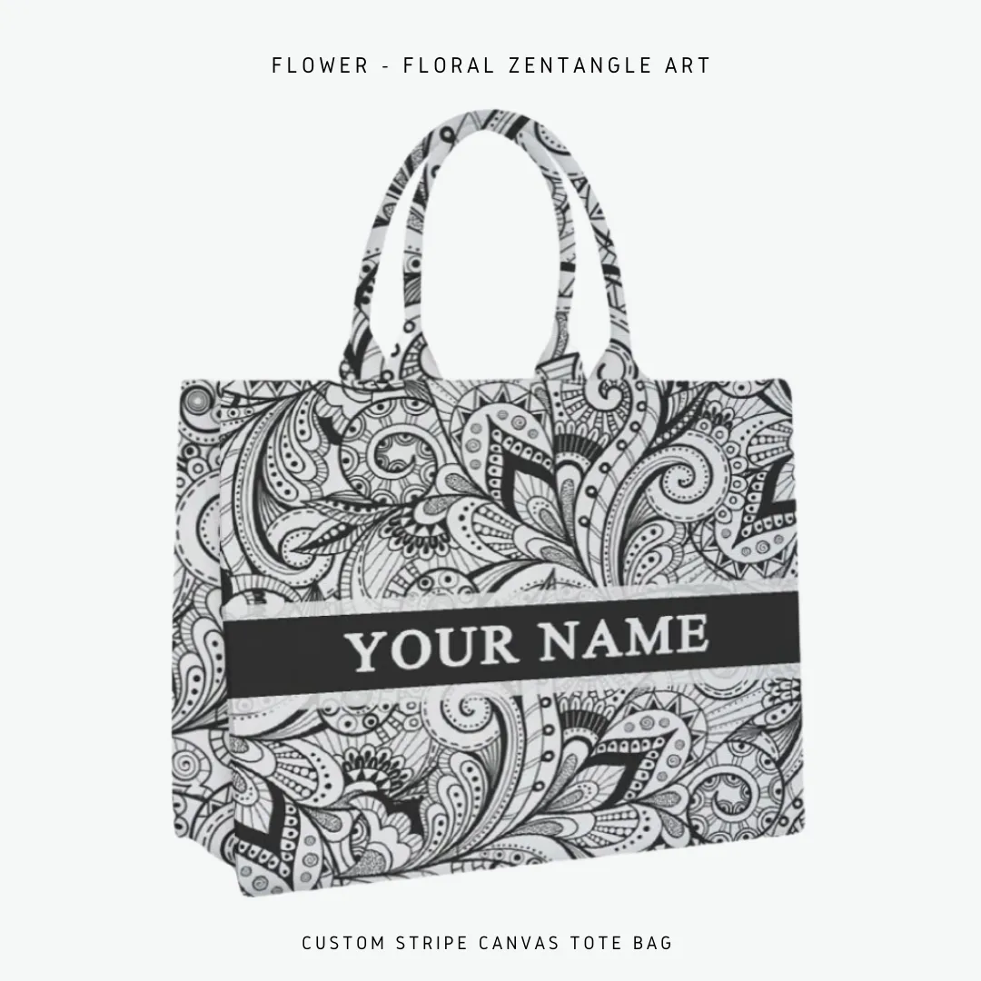 Custom Stripe Canvas Tote Bag