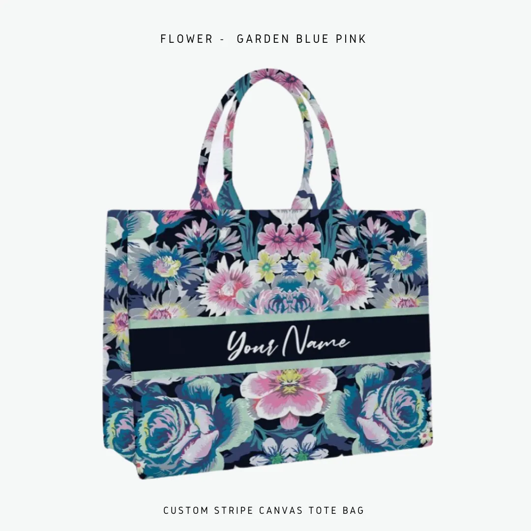 Custom Stripe Canvas Tote Bag