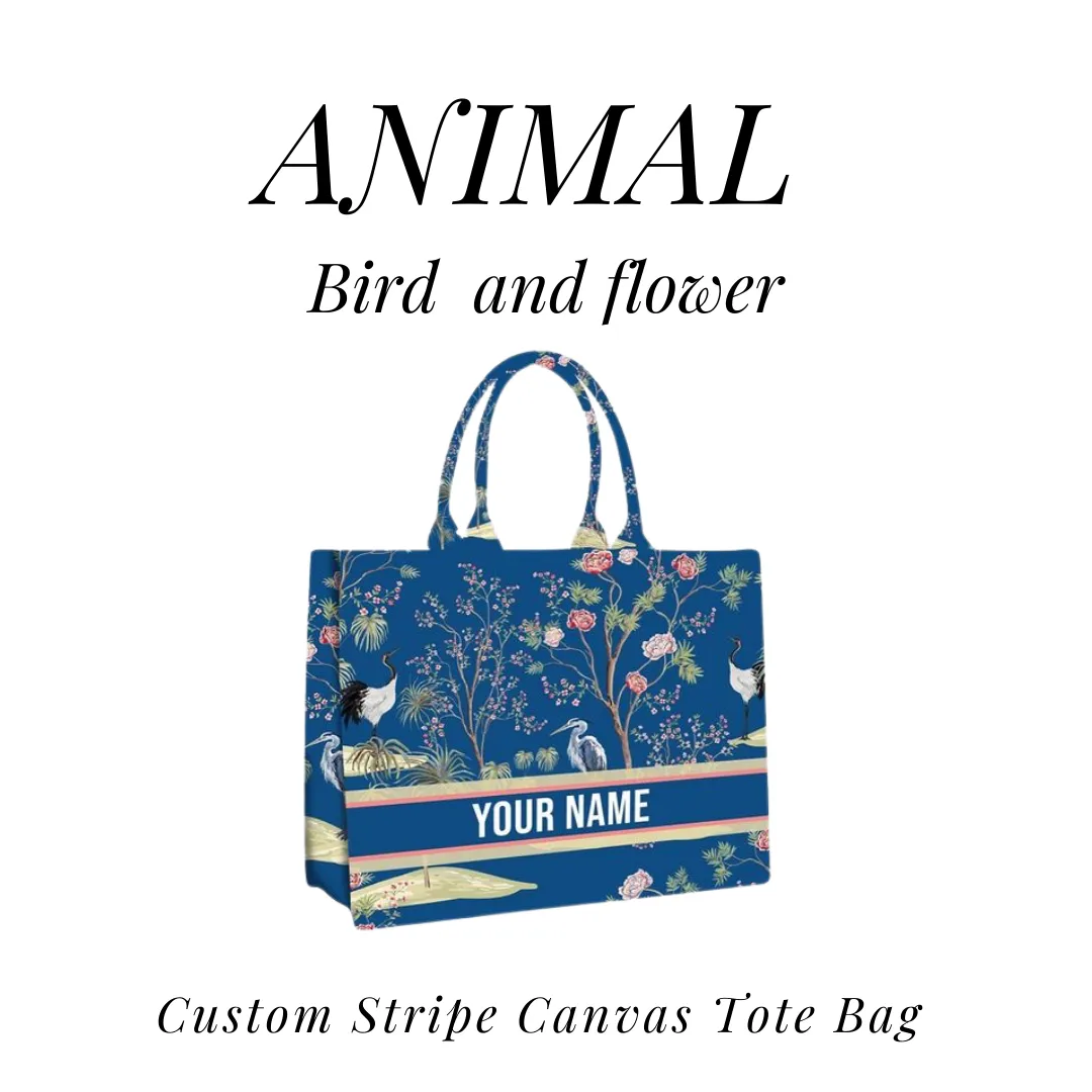 Custom Stripe Canvas Tote Bag