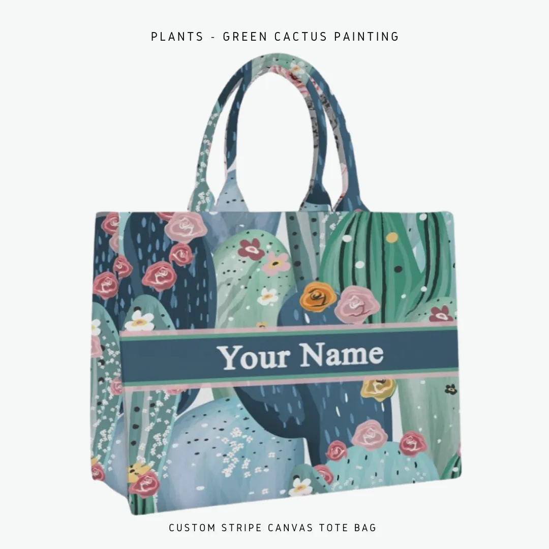 Custom Stripe Canvas Tote Bag