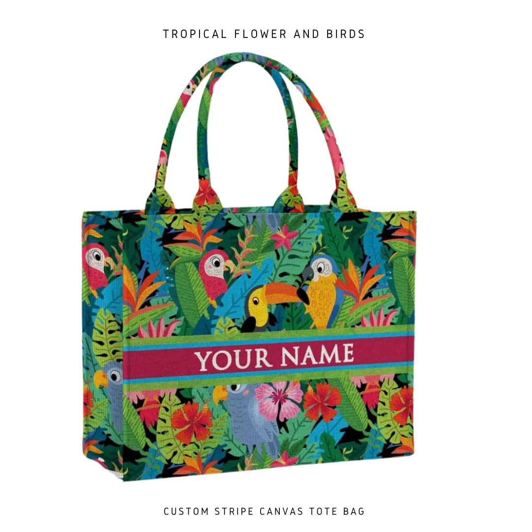 Custom Stripe Canvas Tote Bag