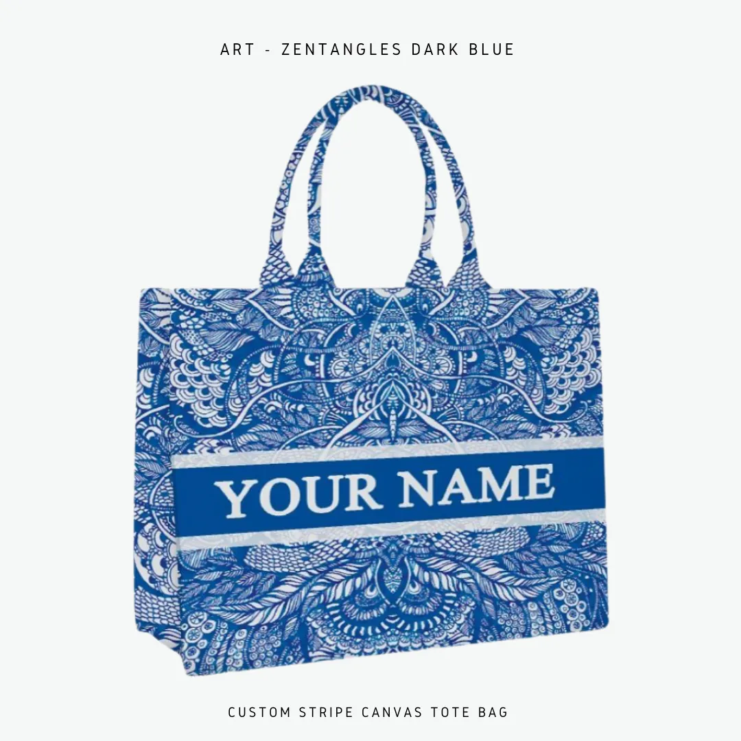 Custom Stripe Canvas Tote Bag