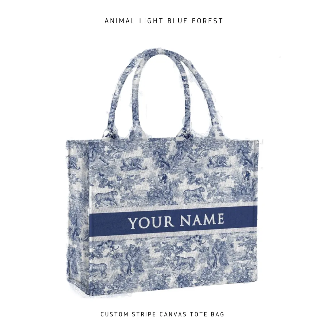 Custom Stripe Canvas Tote Bag