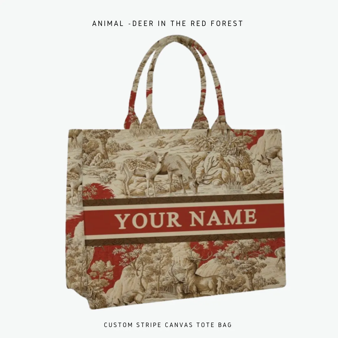 Custom Stripe Canvas Tote Bag