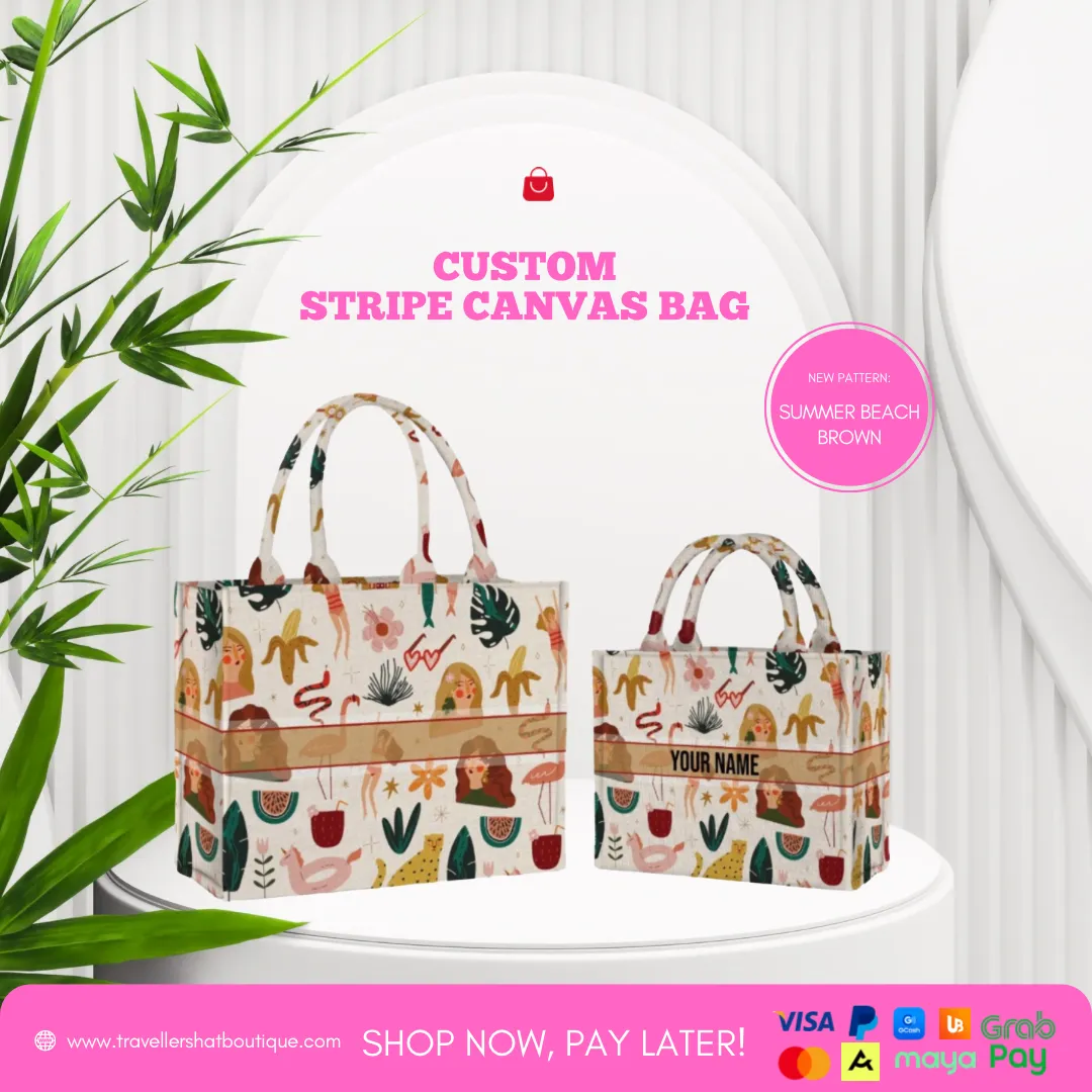 Custom Stripe Canvas Tote Bag