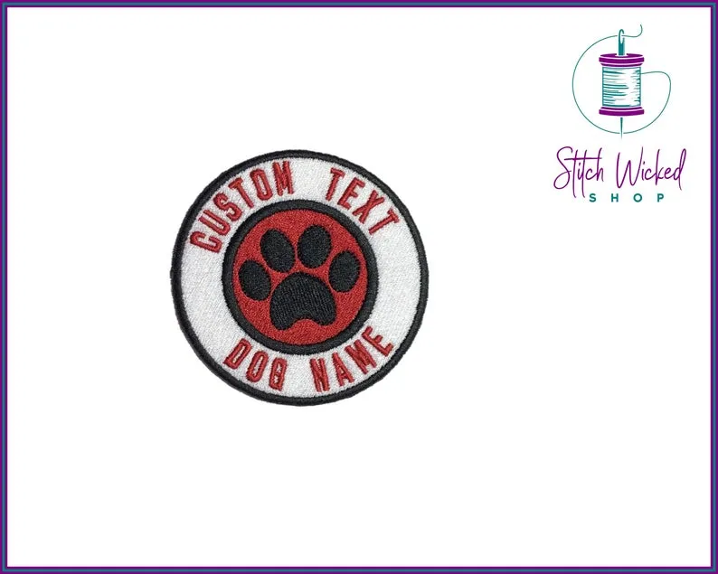 Custom Text Fully Embroidered Patches for Dog Harness, Dog Vests, And Dog Gear