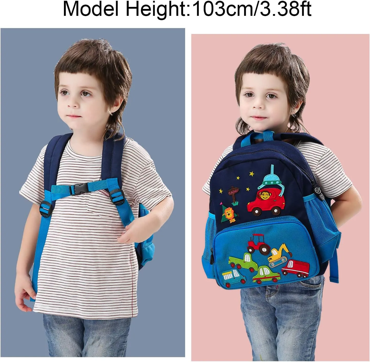 Cute Zoo Little 3d Backpack Kids Backpack for Boys and Girls Toddler Backpack Waterproof Preschool (Blue Car)