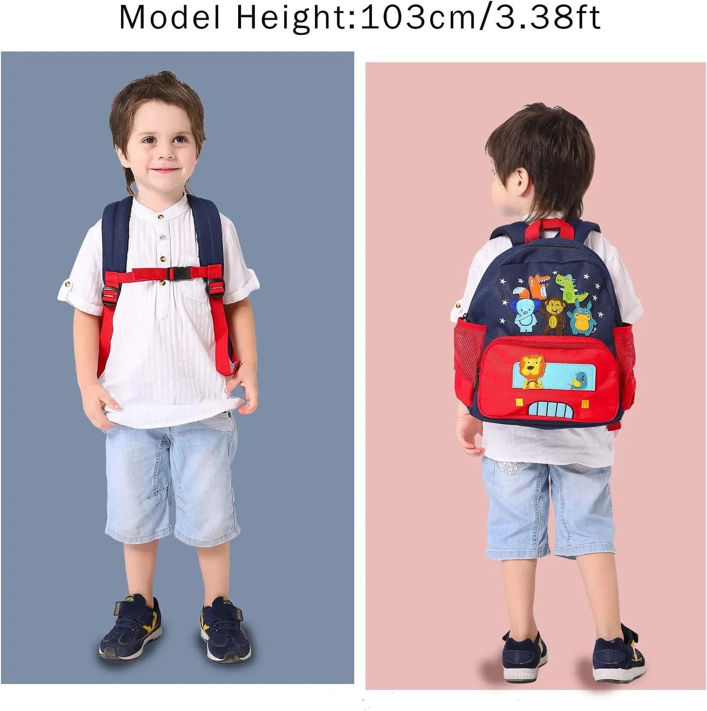 Cute Zoo Little 3d Backpack Kids Backpack for Boys and Girls Toddler Backpack Waterproof Preschool (Red)