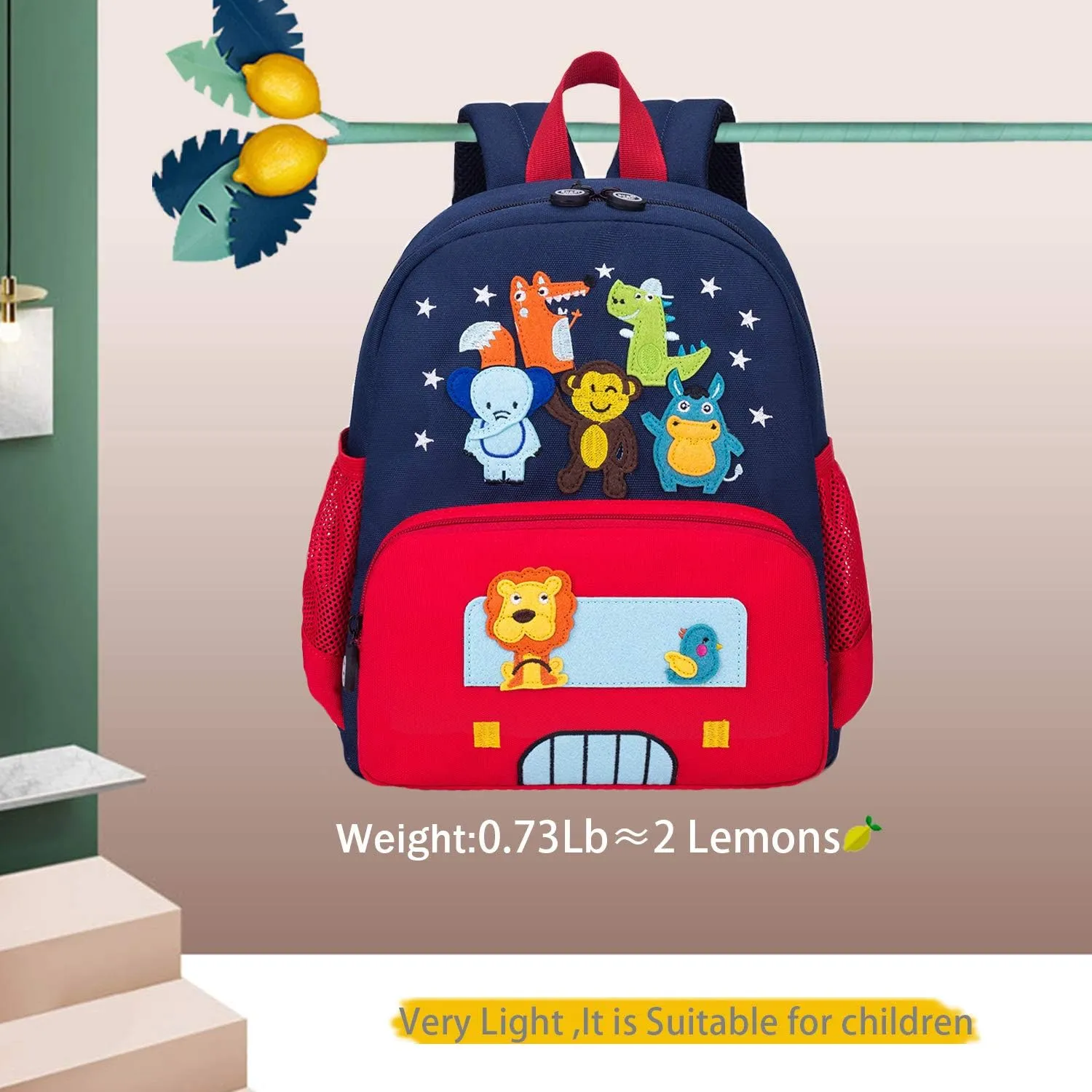 Cute Zoo Little 3d Backpack Kids Backpack for Boys and Girls Toddler Backpack Waterproof Preschool (Red)