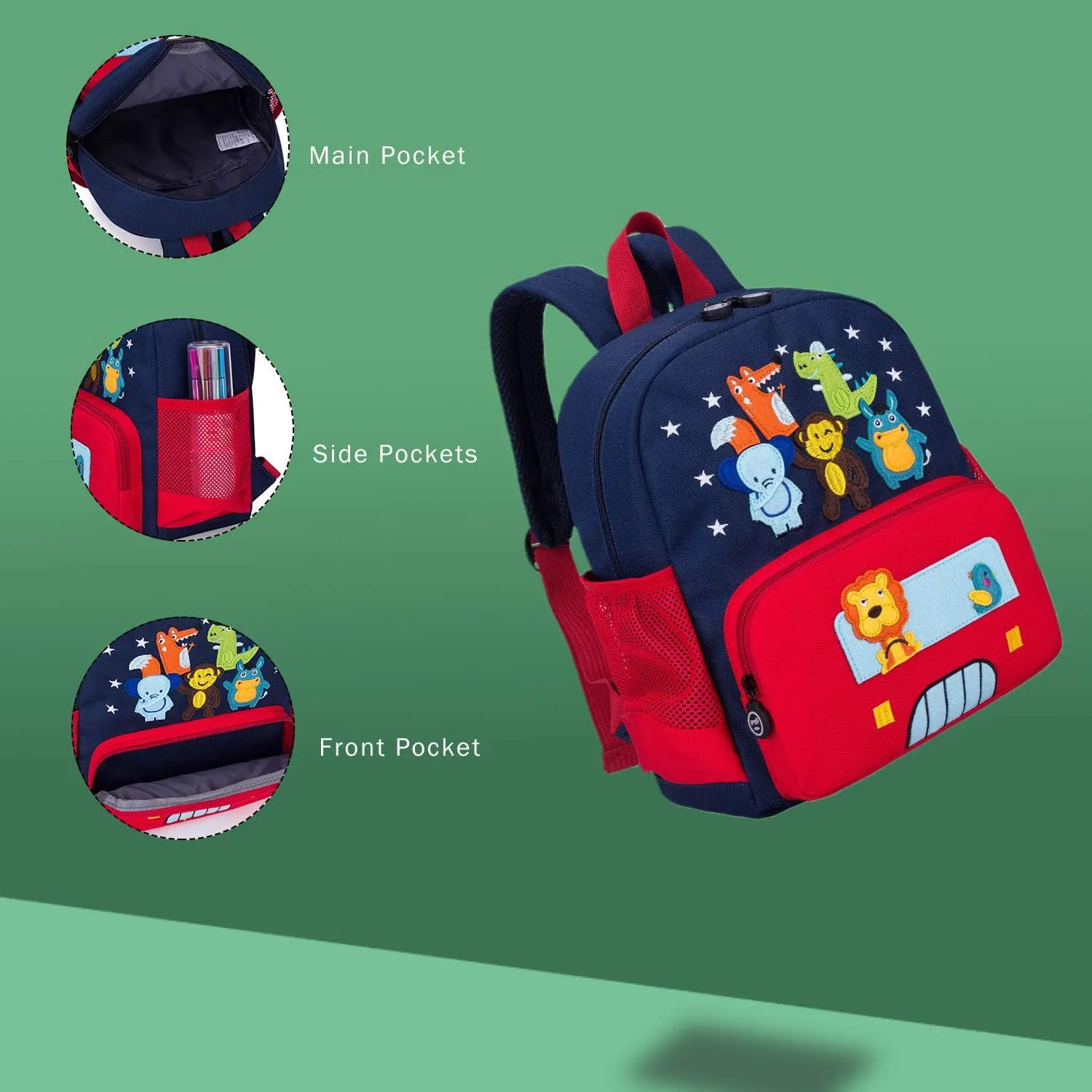 Cute Zoo Little 3d Backpack Kids Backpack for Boys and Girls Toddler Backpack Waterproof Preschool (Red)