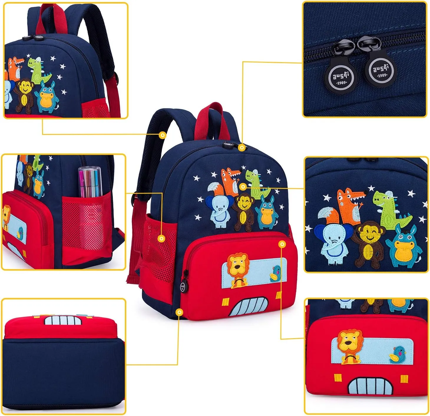 Cute Zoo Little 3d Backpack Kids Backpack for Boys and Girls Toddler Backpack Waterproof Preschool (Red)