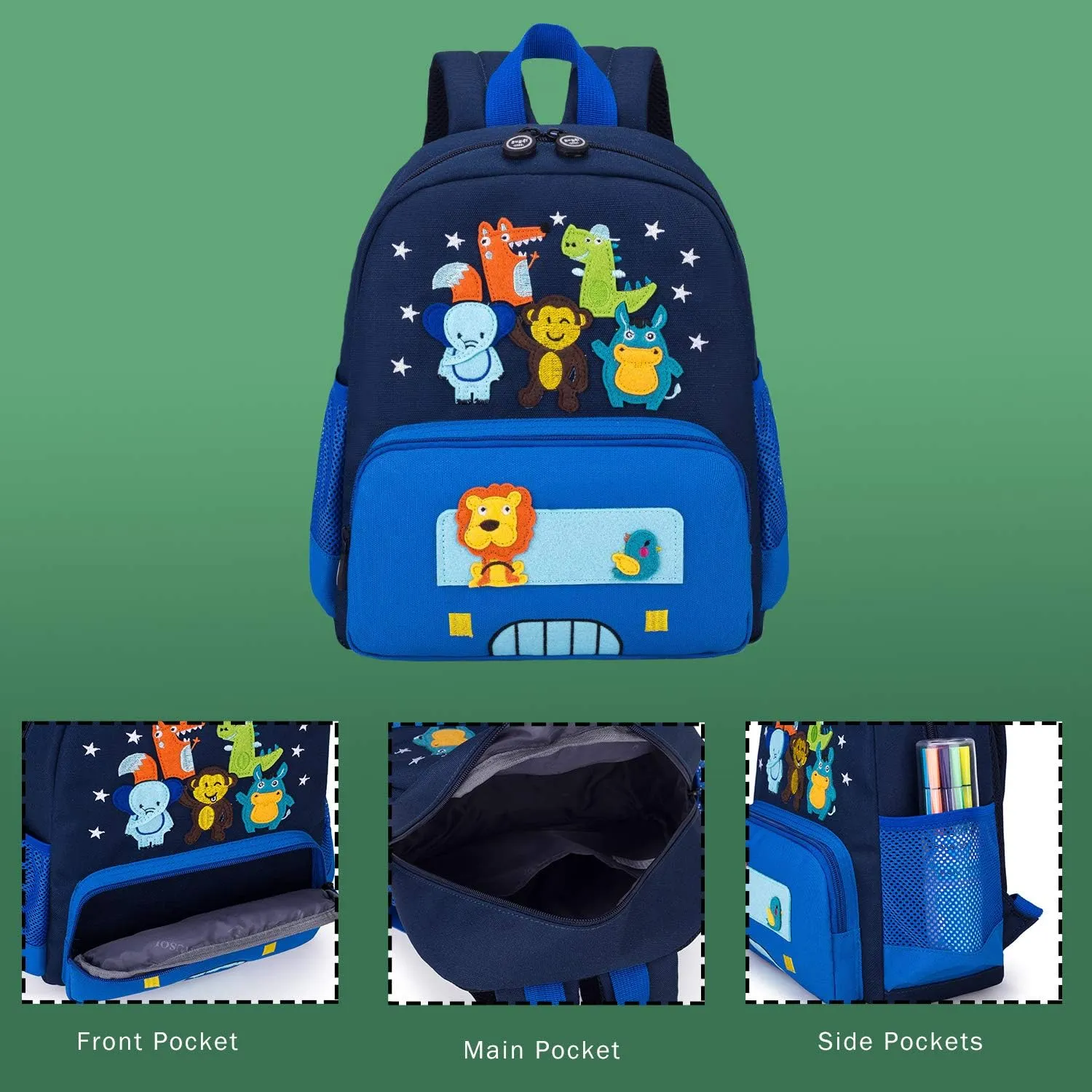 Cute Zoo Little 3d Backpack Kids Backpack for Boys and Girls Toddler Backpack Waterproof Preschool(Blue)