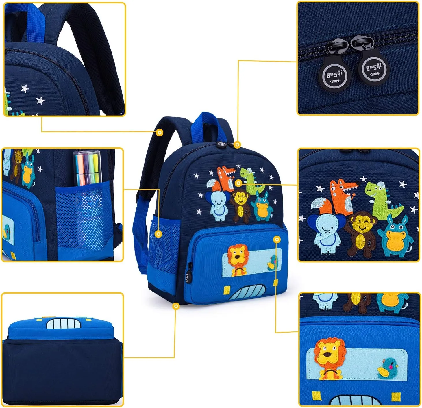 Cute Zoo Little 3d Backpack Kids Backpack for Boys and Girls Toddler Backpack Waterproof Preschool(Blue)