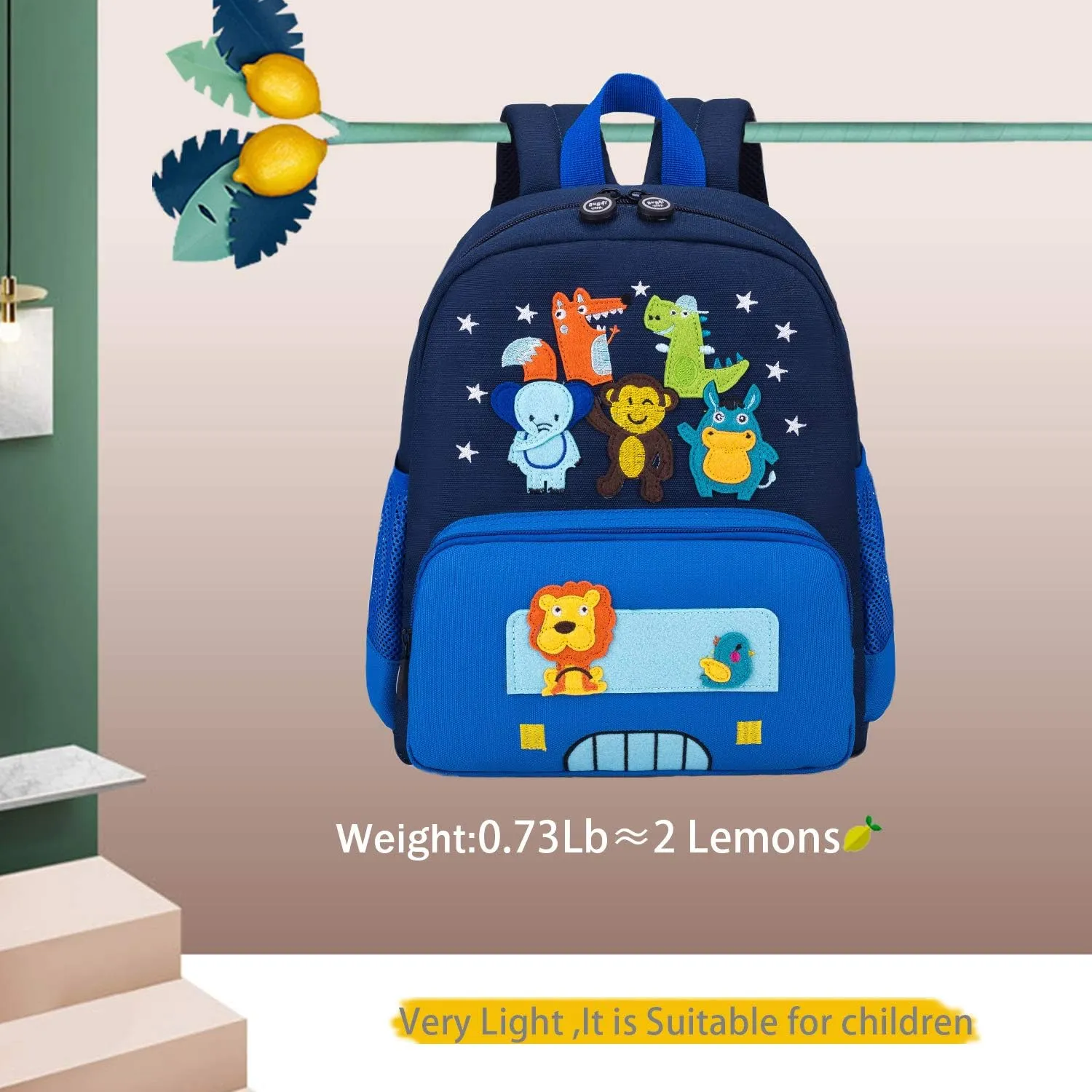 Cute Zoo Little 3d Backpack Kids Backpack for Boys and Girls Toddler Backpack Waterproof Preschool(Blue)