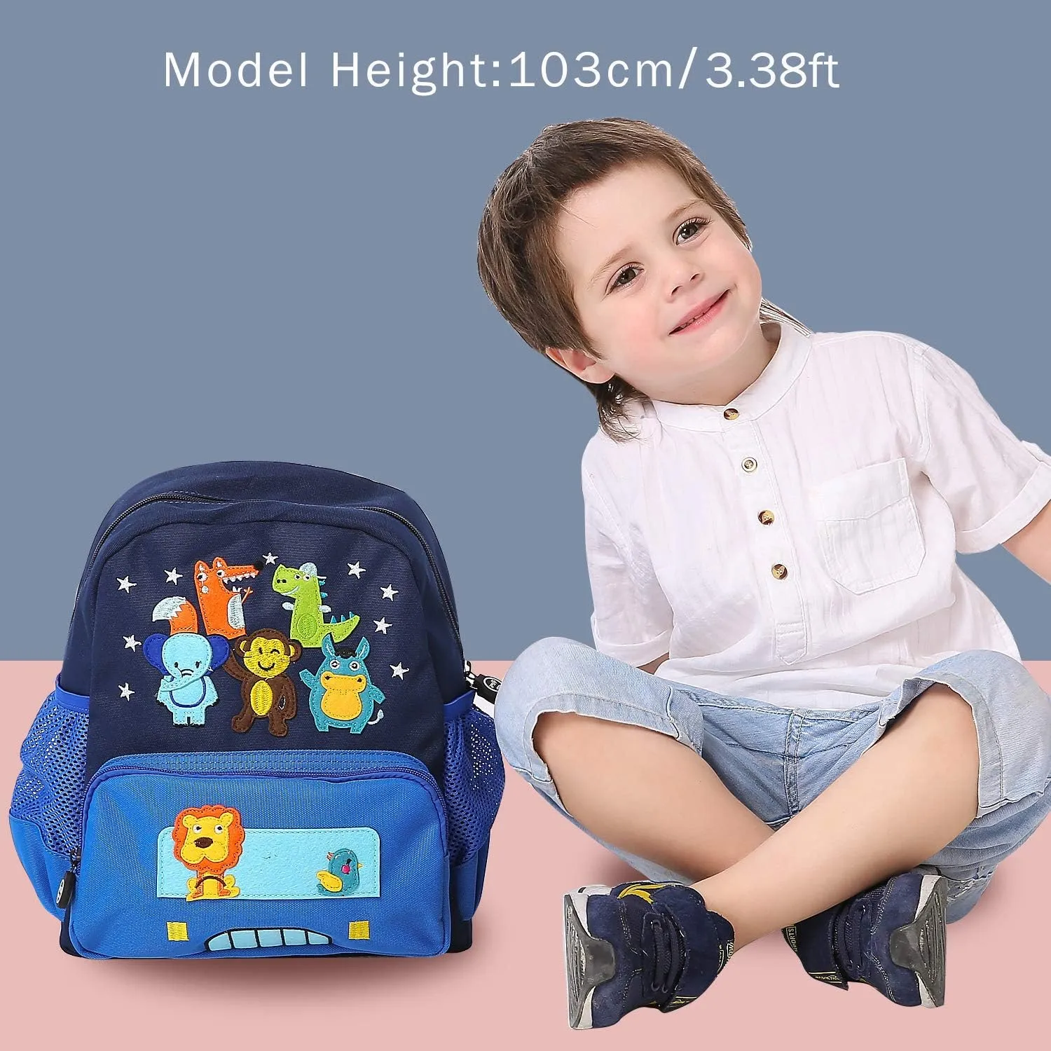 Cute Zoo Little 3d Backpack Kids Backpack for Boys and Girls Toddler Backpack Waterproof Preschool(Blue)